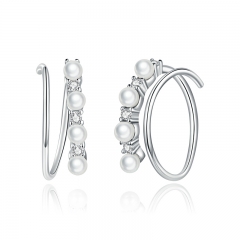 sterling silver designer rhinestone earrings hoop SCE932