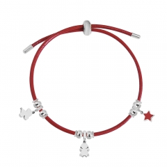 Adjustable Leather Bracelet with Small Charms  PS146