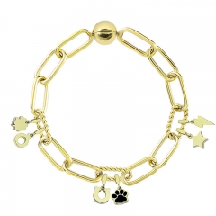 Stainless Steel Women Me Link Bracelet with Small Charms  MYG137