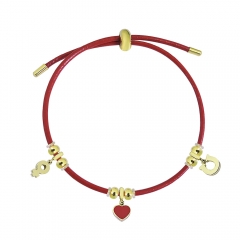 Adjustable Leather Bracelet with Small Charms  PS134