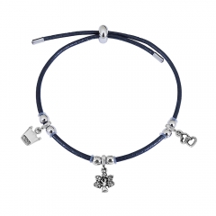 Adjustable Leather Bracelet with Small Charms  PS250