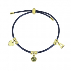 Adjustable Leather Bracelet with Small Charms  PS249