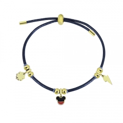 Adjustable Leather Bracelet with Small Charms  PS233
