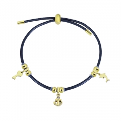Adjustable Leather Bracelet with Small Charms  PS245