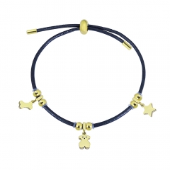 Adjustable Leather Bracelet with Small Charms  PS225