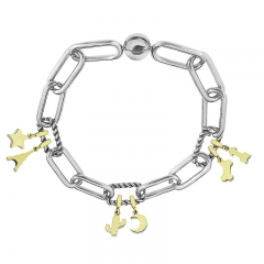 Stainless Steel Women Me Link Bracelet with Small Charms  MY131
