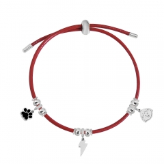 Adjustable Leather Bracelet with Small Charms  PS147
