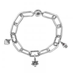 Stainless Steel Women Me Link Bracelet with Small Charms  MY006