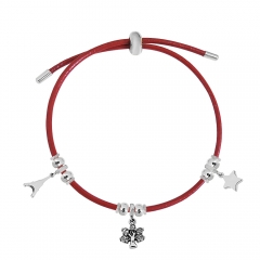 Adjustable Leather Bracelet with Small Charms  PS151