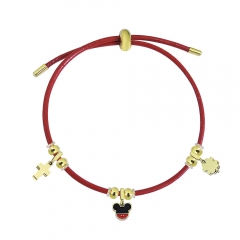 Adjustable Leather Bracelet with Small Charms  PS141