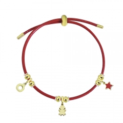 Adjustable Leather Bracelet with Small Charms  PS142