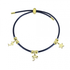 Adjustable Leather Bracelet with Small Charms  PS226
