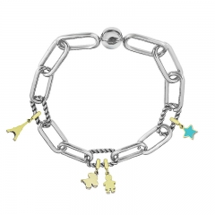 Stainless Steel Women Me Link Bracelet with Small Charms  MY146
