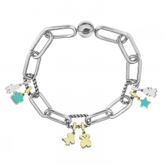 Stainless Steel Women Me Link Bracelet with Small Charms  MY125
