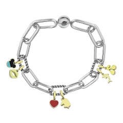 Stainless Steel Women Me Link Bracelet with Small Charms  MY132