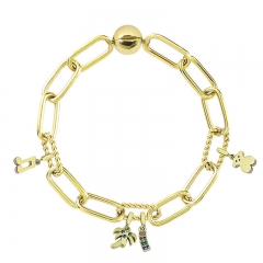 Stainless Steel Women Me Link Bracelet with Small Charms  MYG145