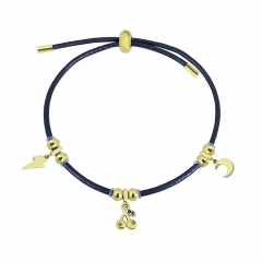 Adjustable Leather Bracelet with Small Charms  PS248