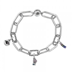 Stainless Steel Women Me Link Bracelet with Small Charms  MY009