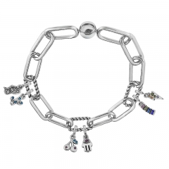 Stainless Steel Women Me Link Bracelet with Small Charms  MY136