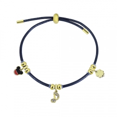 Adjustable Leather Bracelet with Small Charms  PS247