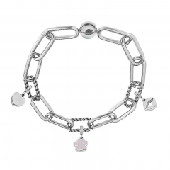 Stainless Steel Women Me Link Bracelet with Small Charms  MY025