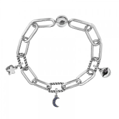 Stainless Steel Women Me Link Bracelet with Small Charms  MY061