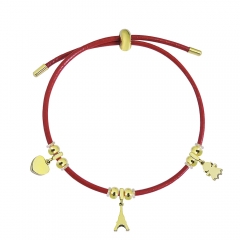Adjustable Leather Bracelet with Small Charms  PS139