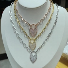 Stainless Steel Chain and Brass Pendant Necklace TTTN-0206