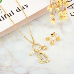 Trendy Stainless Steel Gold Plated Jewelry Set for women XXXS-0561