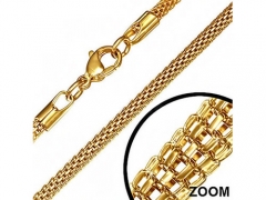 3MM Stainless Steel Gold Round Mesh Link Chain For Pendant CH-021A