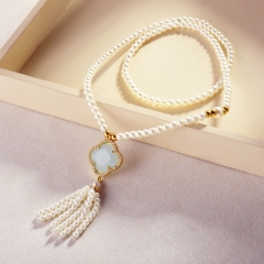 Pearl Brass Pendant Necklace  TTTN-0210E
