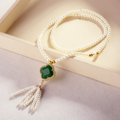 Pearl Brass Pendant Necklace  TTTN-0210D