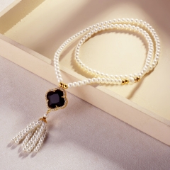 Pearl Brass Pendant Necklace  TTTN-0210I