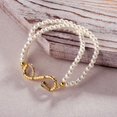 Pearl copper charm diamond bracelet  TTTB-0291B