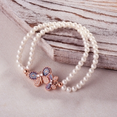 Pearl copper charm diamond bracelet  TTTB-0296C