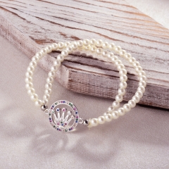 Pearl copper charm diamond bracelet  TTTB-0297A