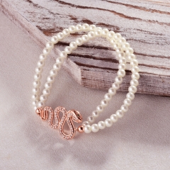 Pearl copper charm diamond bracelet  TTTB-0294C