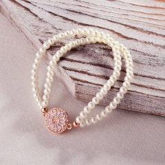 Pearl copper charm diamond bracelet  TTTB-0298C