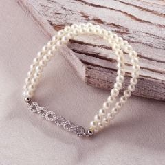 Pearl copper charm diamond bracelet  TTTB-0329A