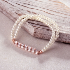 Pearl copper charm diamond bracelet  TTTB-0321C
