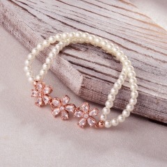 Pearl copper charm diamond bracelet  TTTB-0307C