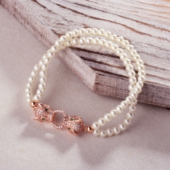 Pearl copper charm diamond bracelet  TTTB-0314C