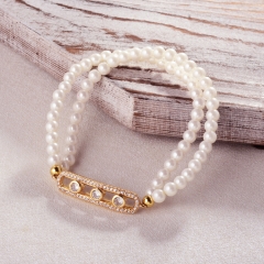 Pearl copper charm diamond bracelet  TTTB-0323B