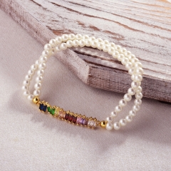 Pearl copper charm diamond bracelet  TTTB-0327B