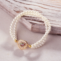 Pearl copper charm diamond bracelet  TTTB-0316B