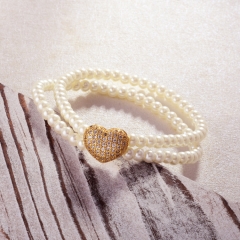 Pearl copper charm diamond bracelet  TTTB-0342B