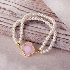 Pearl copper charm diamond bracelet  TTTB-0347