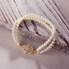 Pearl copper charm diamond bracelet  TTTB-0343B