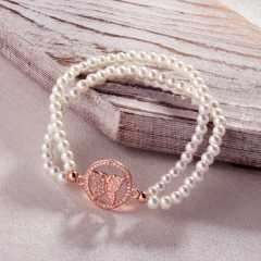 Pearl copper charm diamond bracelet  TTTB-0335C