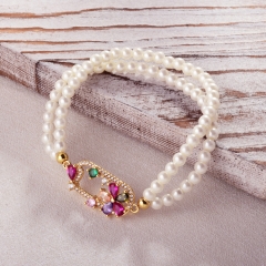 Pearl copper charm diamond bracelet  TTTB-0333B